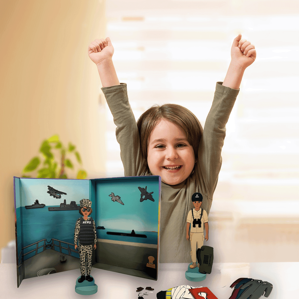 MY HERO U.S. Navy Sailor Magnetic Dress - Up Set | Navy Dress - Up Magnetic Set for Military Kids - MY HERO