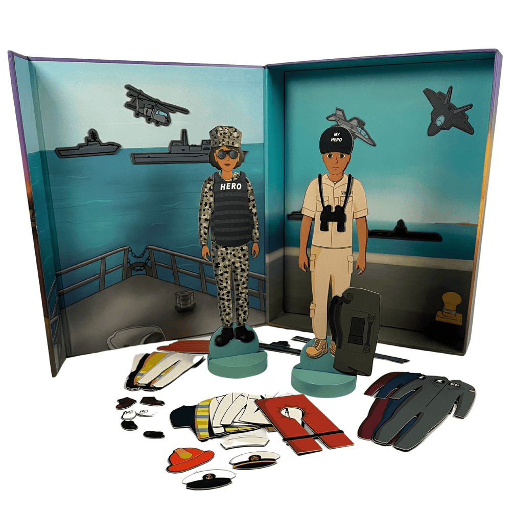 MY HERO U.S. Navy Sailor Magnetic Dress - Up Set | Navy Dress - Up Magnetic Set for Military Kids - MY HERO