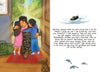 Illustration from a Marine Children's book showing a mother embracing her two kids before leaving for deployment
