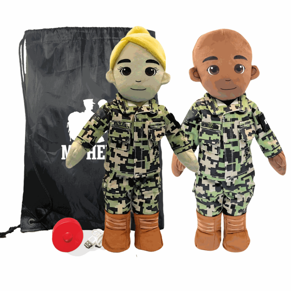 Navy Daddy Doll stuffed animal with over 1 hour of re-recordable audio messages